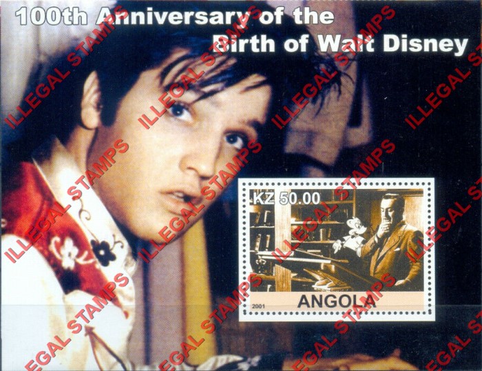 Angola 2001 Walt Disney Birth Anniversary Illegal Stamp Souvenir Sheets of 1 (Sheet 6) Angola 2001 Walt Disney Birth Anniversary Illegal Stamp Souvenir Sheets of 1 (Sheet 6)