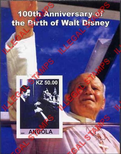 Angola 2001 Walt Disney Birth Anniversary Illegal Stamp Souvenir Sheets of 1 (Sheet 9) Angola 2001 Walt Disney Birth Anniversary Illegal Stamp Souvenir Sheets of 1 (Sheet 9)