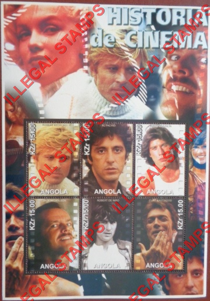 Angola 2002 History of Cinema Illegal Stamp Souvenir Sheets of 6 (Sheet 1) Angola 2002 History of Cinema Illegal Stamp Souvenir Sheets of 6 (Sheet 1)
