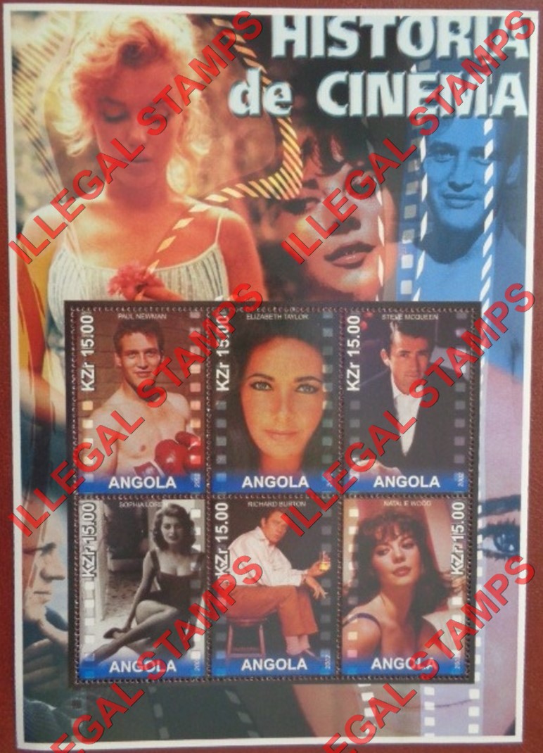 Angola 2002 History of Cinema Illegal Stamp Souvenir Sheets of 6 (Sheet 2) Angola 2002 History of Cinema Illegal Stamp Souvenir Sheets of 6 (Sheet 2)