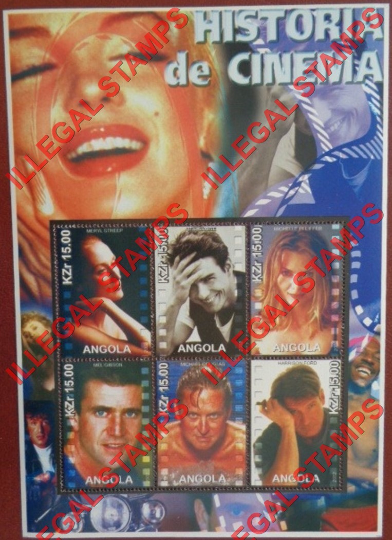 Angola 2002 History of Cinema Illegal Stamp Souvenir Sheets of 6 (Sheet 3) Angola 2002 History of Cinema Illegal Stamp Souvenir Sheets of 6 (Sheet 3)