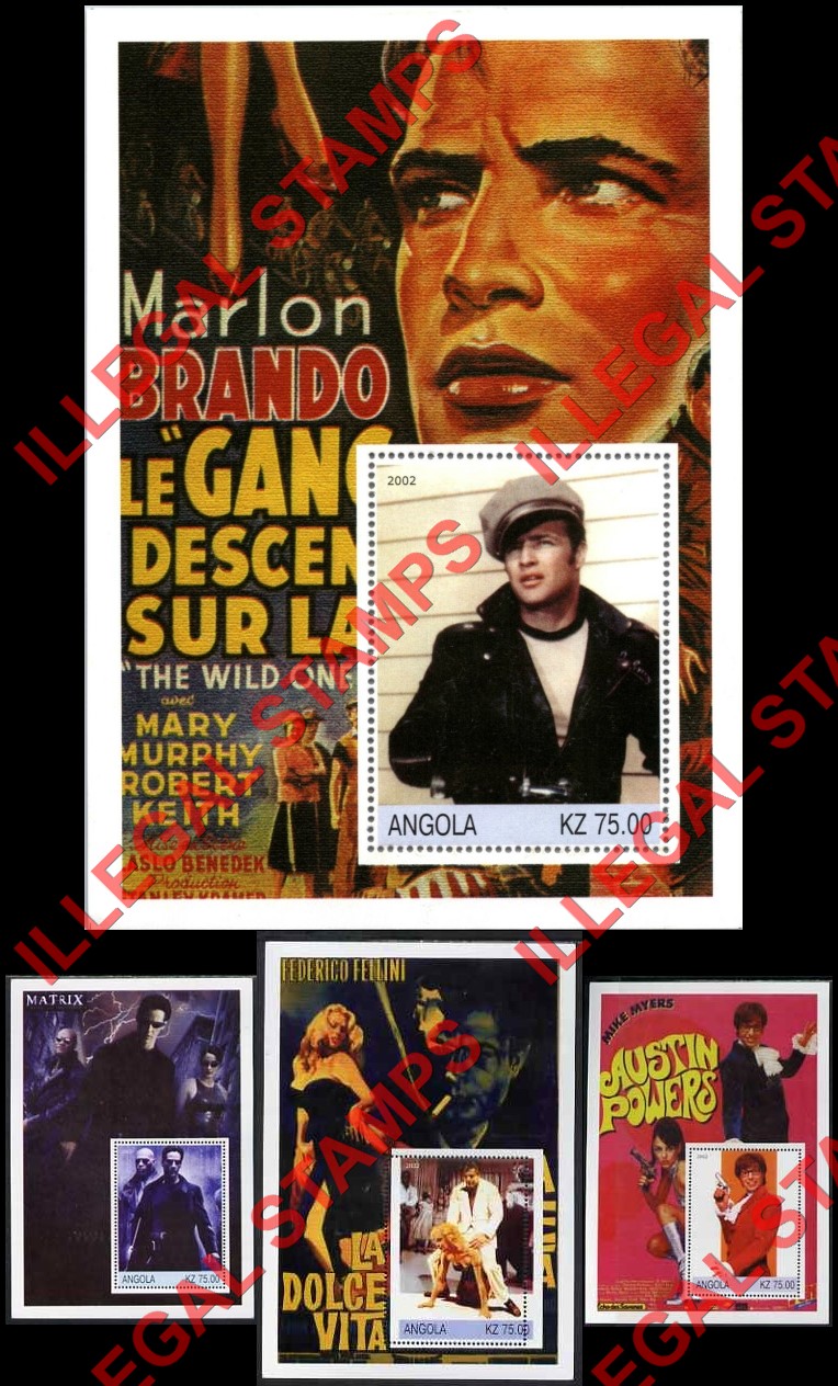 Angola 2002 History of Cinema Illegal Stamp Souvenir Sheets of 1 Angola 2002 History of Cinema Illegal Stamp Souvenir Sheets of 1