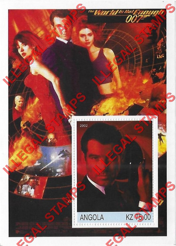 Angola 2002 James Bond Illegal Stamp Souvenir Sheet of 1 Angola 2002 James Bond Illegal Stamp Souvenir Sheet of 1