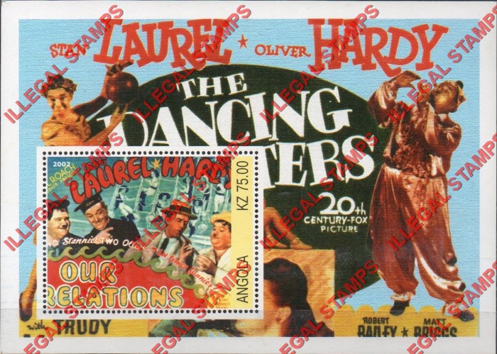 Angola 2002 Laurel and Hardy Illegal Stamp Souvenir Sheet of 1 Angola 2002 Laurel and Hardy Illegal Stamp Souvenir Sheet of 1