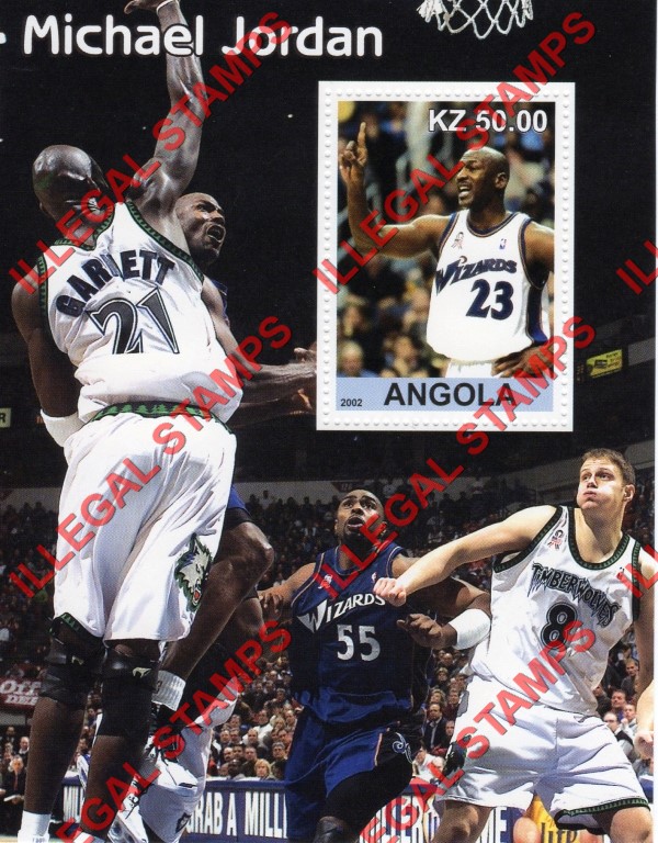 Angola 2002 Michael Jordan Illegal Stamp Souvenir Sheets of 1 (Sheet 2) Angola 2002 Michael Jordan Illegal Stamp Souvenir Sheets of 1 (Sheet 2)