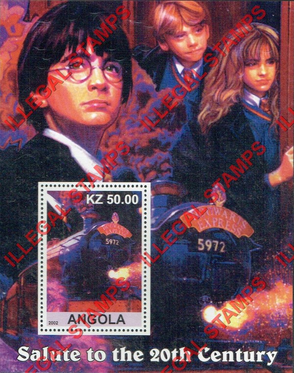 Angola 2002 Salute to the 20th Century Harry Potter and Hogwarts Express Illegal Stamp Souvenir Sheet of 1 Angola 2002 Salute to the 20th Century Harry Potter and Hogwarts Express Illegal Stamp Souvenir Sheet of 1