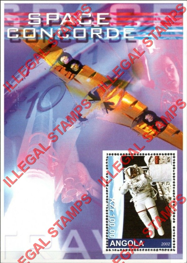 Angola 2002 Space Concorde Illegal Stamp Souvenir Sheets of 1 (Sheet 1) Angola 2002 Space Concorde Illegal Stamp Souvenir Sheets of 1 (Sheet 1)