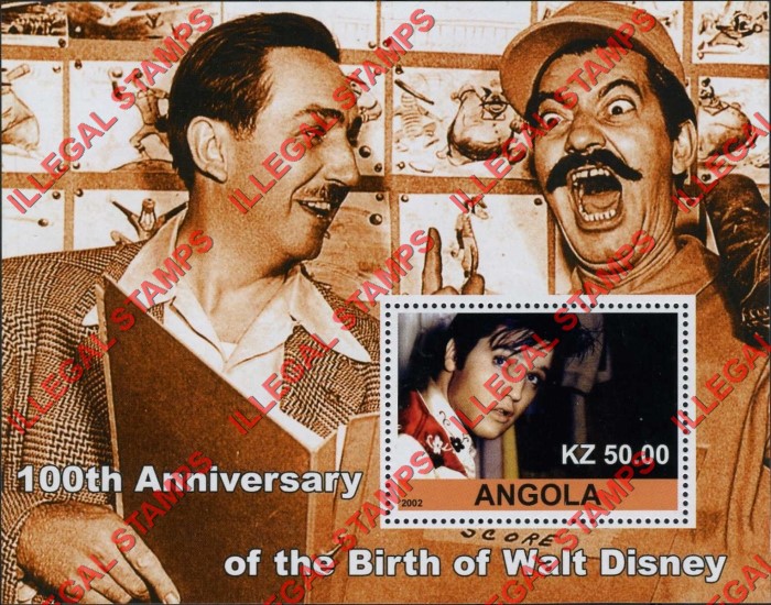 Angola 2002 Walt Disney Birth Anniversary Illegal Stamp Souvenir Sheets of 1 (Sheet 10) Angola 2002 Walt Disney Birth Anniversary Illegal Stamp Souvenir Sheets of 1 (Sheet 10)