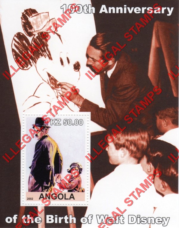 Angola 2002 Walt Disney Birth Anniversary Illegal Stamp Souvenir Sheets of 1 (Sheet 5) Angola 2002 Walt Disney Birth Anniversary Illegal Stamp Souvenir Sheets of 1 (Sheet 5)