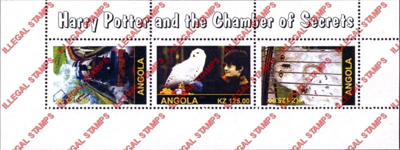 Angola 2003 Harry Potter Chamber of Secrets Illegal Stamp Souvenir Sheets of 3 (Sheet 1) Angola 2003 Harry Potter Chamber of Secrets Illegal Stamp Souvenir Sheets of 3 (Sheet 1)