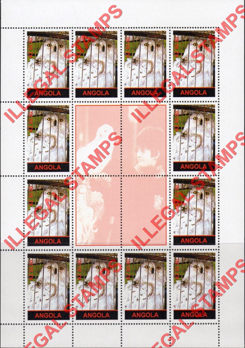 Angola 2003 Harry Potter Chamber of Secrets White Owl Illegal Stamp Souvenir Sheet of 12 Plus 4 Labels Angola 2003 Harry Potter Chamber of Secrets White Owl Illegal Stamp Souvenir Sheet of 12 Plus 4 Labels