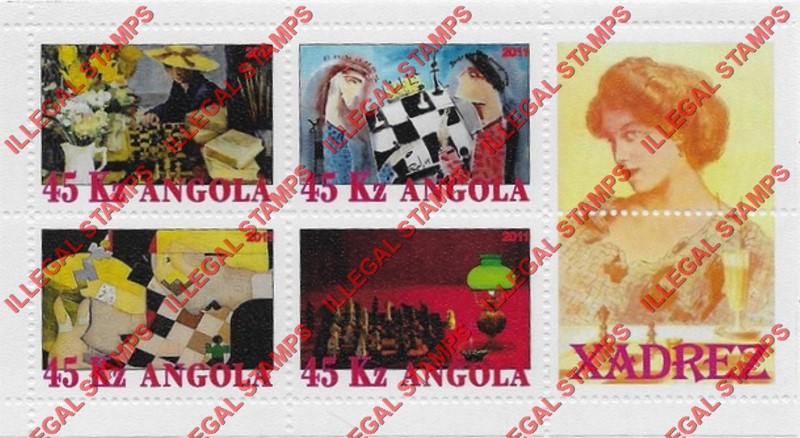 Angola 2011 Chess Illegal Stamp Souvenir Sheets of 4 Plus 2 Labels (Sheet 2) Angola 2011 Chess Illegal Stamp Souvenir Sheets of 4 Plus 2 Labels (Sheet 2)