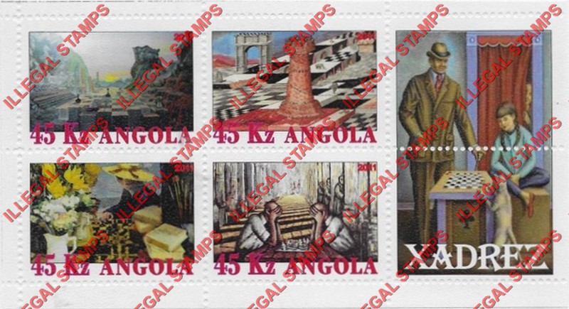 Angola 2011 Chess Illegal Stamp Souvenir Sheets of 4 Plus 2 Labels (Sheet 3) Angola 2011 Chess Illegal Stamp Souvenir Sheets of 4 Plus 2 Labels (Sheet 3)