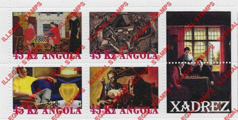 Angola 2011 Chess Illegal Stamp Souvenir Sheets of 4 Plus 2 Labels (Sheet 4) Angola 2011 Chess Illegal Stamp Souvenir Sheets of 4 Plus 2 Labels (Sheet 4)