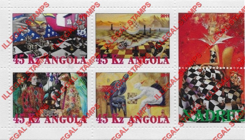 Angola 2011 Chess Illegal Stamp Souvenir Sheets of 4 Plus 2 Labels (Sheet 6) Angola 2011 Chess Illegal Stamp Souvenir Sheets of 4 Plus 2 Labels (Sheet 6)