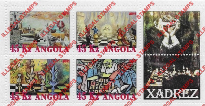 Angola 2011 Chess Illegal Stamp Souvenir Sheets of 4 Plus 2 Labels (Sheet 7) Angola 2011 Chess Illegal Stamp Souvenir Sheets of 4 Plus 2 Labels (Sheet 7)