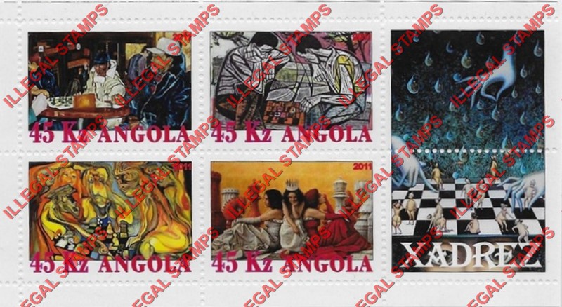 Angola 2011 Chess Illegal Stamp Souvenir Sheets of 4 Plus 2 Labels (Sheet 8) Angola 2011 Chess Illegal Stamp Souvenir Sheets of 4 Plus 2 Labels (Sheet 8)