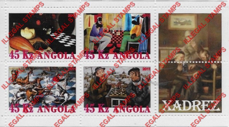 Angola 2011 Chess Illegal Stamp Souvenir Sheets of 4 Plus 2 Labels (Sheet 9) Angola 2011 Chess Illegal Stamp Souvenir Sheets of 4 Plus 2 Labels (Sheet 9)