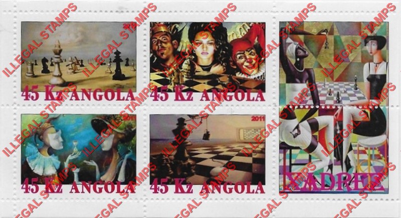 Angola 2011 Chess Illegal Stamp Souvenir Sheets of 4 Plus 2 Labels (Sheet 10) Angola 2011 Chess Illegal Stamp Souvenir Sheets of 4 Plus 2 Labels (Sheet 10)