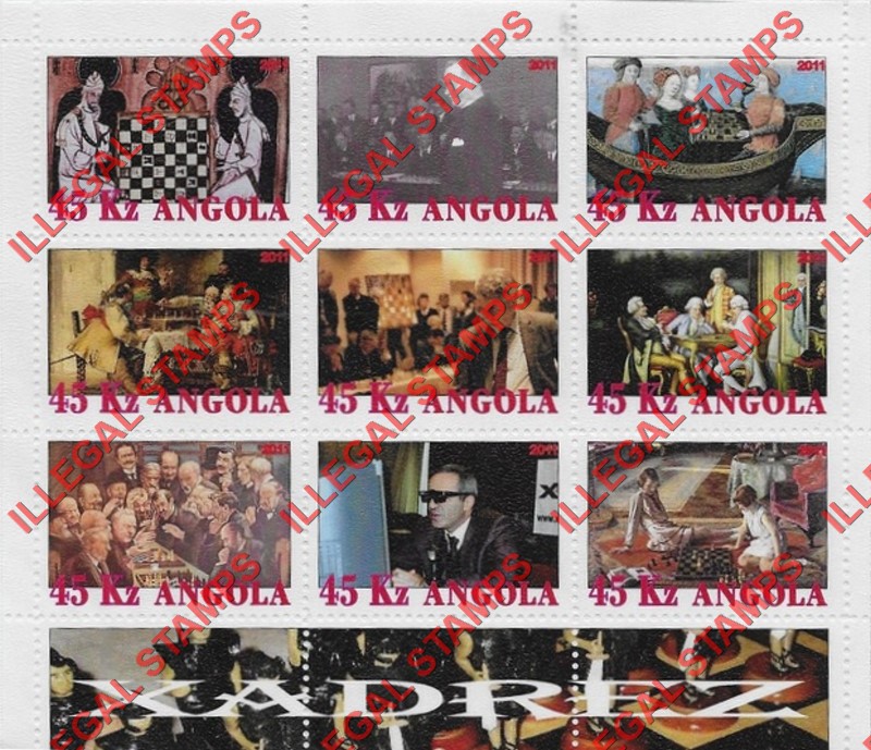 Angola 2011 Chess Illegal Stamp Souvenir Sheets of 9 (Sheet 3) Angola 2011 Chess Illegal Stamp Souvenir Sheets of 9 (Sheet 3)