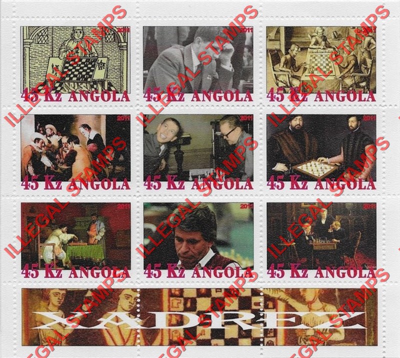 Angola 2011 Chess Illegal Stamp Souvenir Sheets of 9 (Sheet 4) Angola 2011 Chess Illegal Stamp Souvenir Sheets of 9 (Sheet 4)