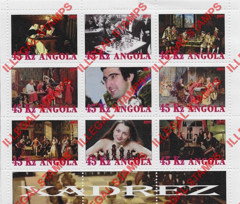 Angola 2011 Chess Illegal Stamp Souvenir Sheets of 9 (Sheet 5) Angola 2011 Chess Illegal Stamp Souvenir Sheets of 9 (Sheet 5)