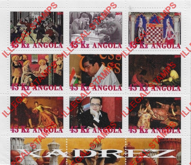 Angola 2011 Chess Illegal Stamp Souvenir Sheets of 9 (Sheet 7) Angola 2011 Chess Illegal Stamp Souvenir Sheets of 9 (Sheet 7)