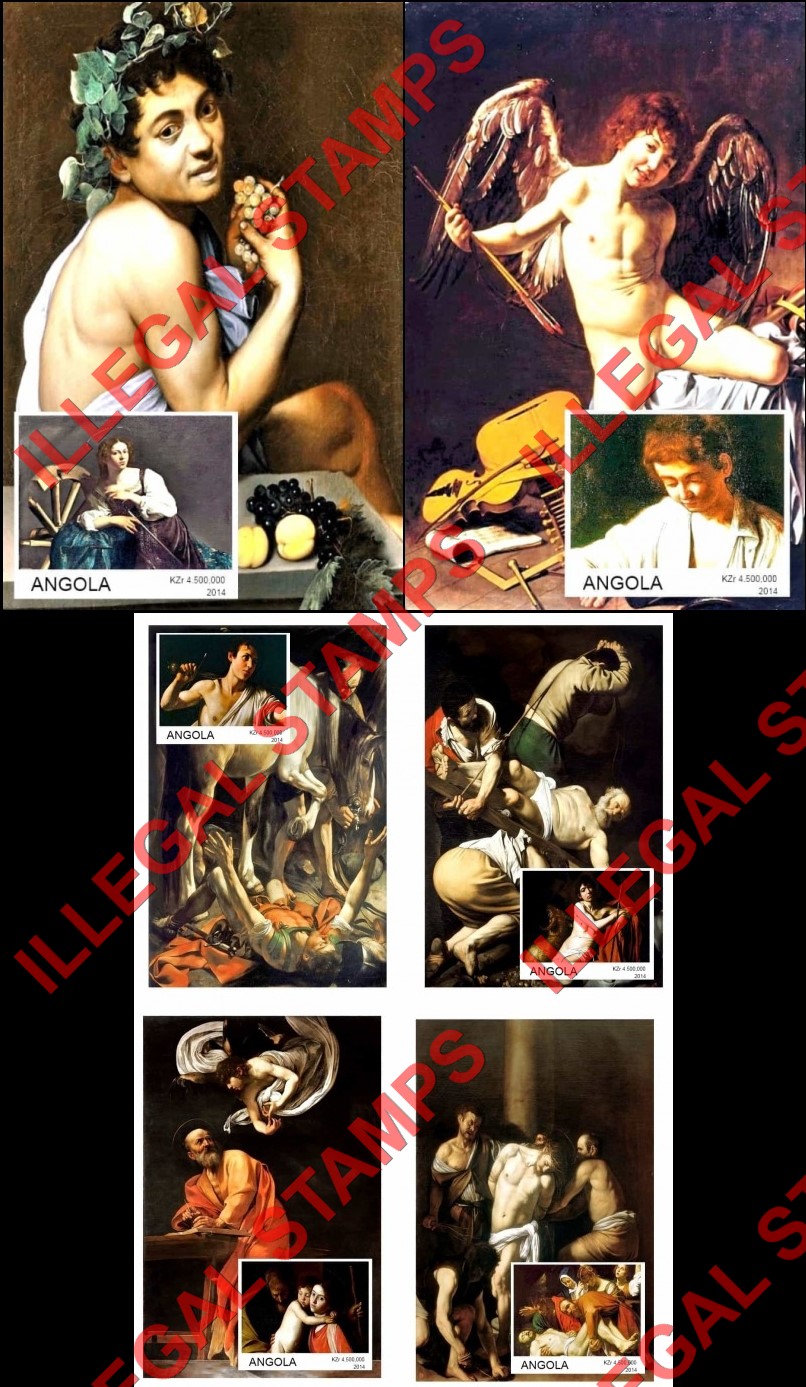 Angola 2014 Paintings by Michelangelo Caravaggio Illegal Stamp Souvenir Sheets of 1 (Part 1) Angola 2014 Paintings by Michelangelo Caravaggio Illegal Stamp Souvenir Sheets of 1 (Part 1)