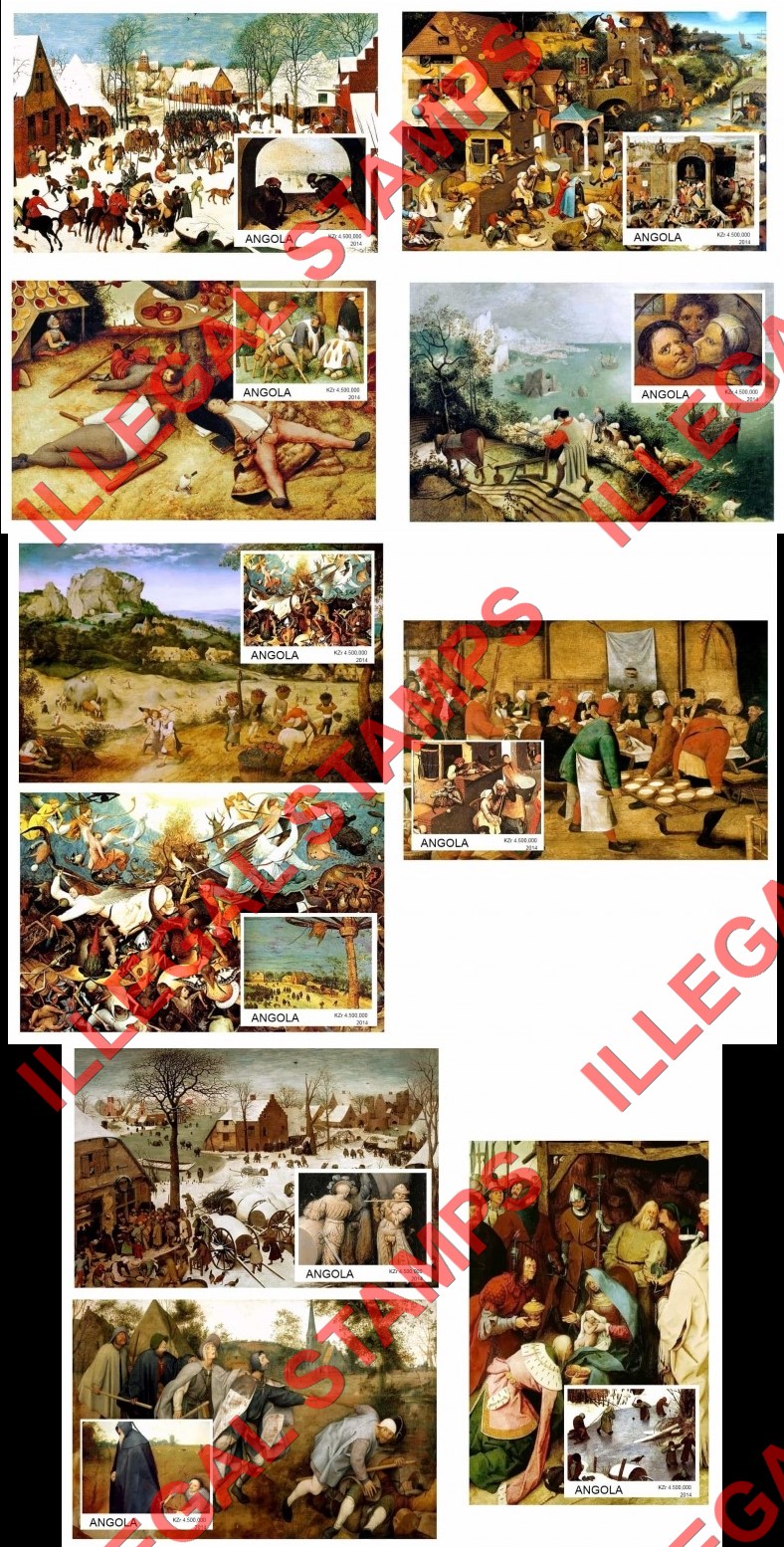 Angola 2014 Paintings by Peter Bruegel Illegal Stamp Souvenir Sheets of 1 (Part 2) Angola 2014 Paintings by Peter Bruegel Illegal Stamp Souvenir Sheets of 1 (Part 2)