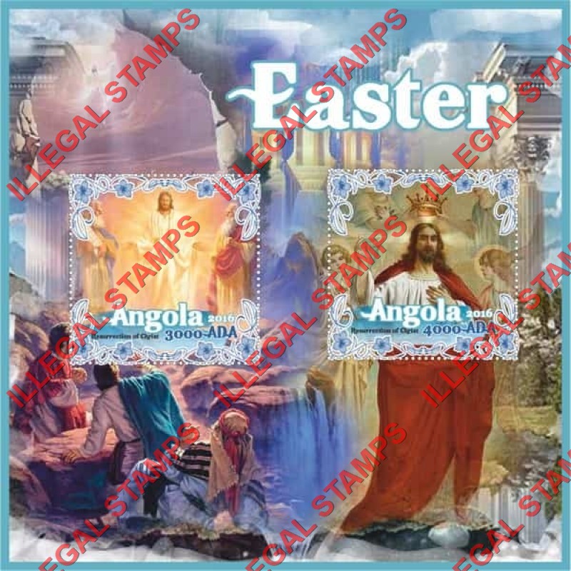 Angola 2016 Easter Paintings Illegal Stamp Souvenir Sheet of 2 Angola 2016 Easter Paintings Illegal Stamp Souvenir Sheet of 2