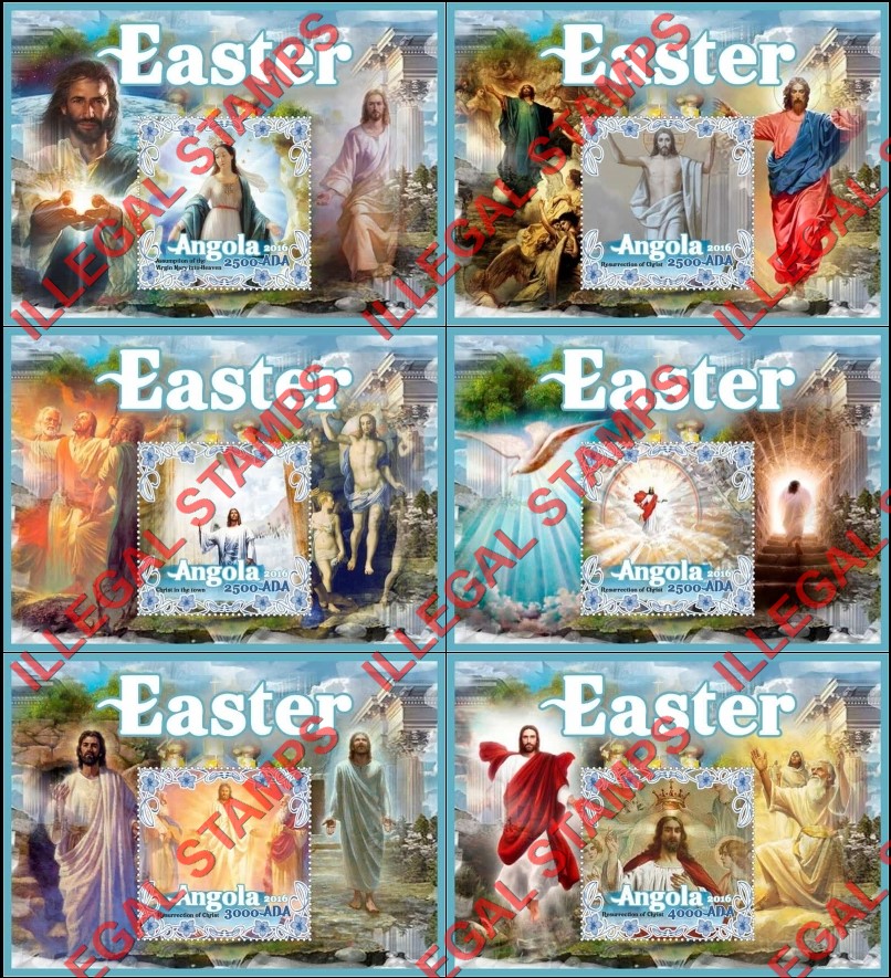 Angola 2016 Easter Paintings Illegal Stamp Souvenir Sheets of 1 Angola 2016 Easter Paintings Illegal Stamp Souvenir Sheets of 1