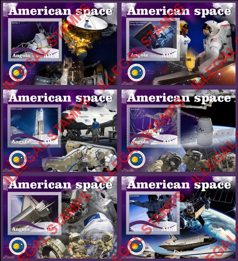 Angola 2016 Space American Illegal Stamp Souvenir Sheets of 1 Angola 2016 Space American Illegal Stamp Souvenir Sheets of 1