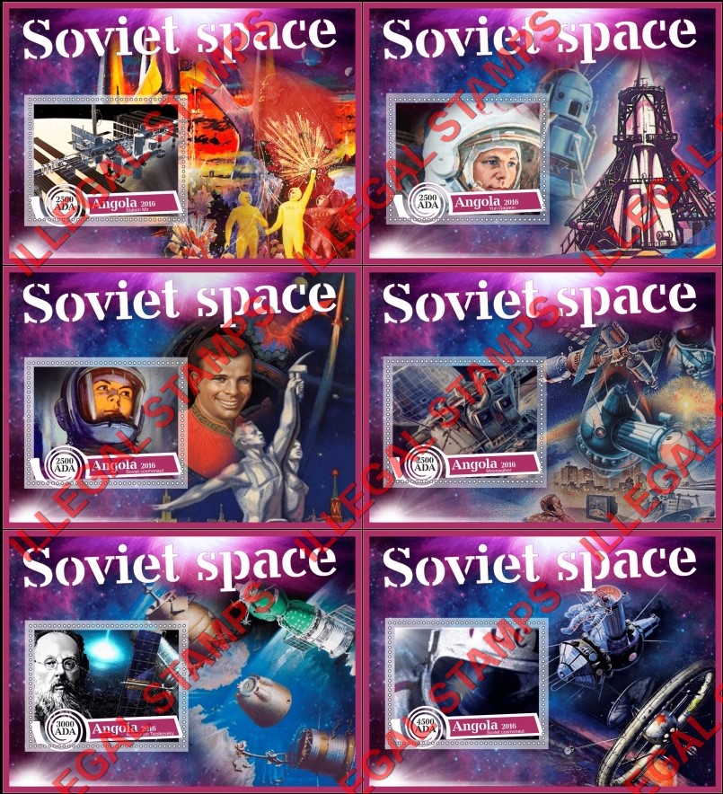 Angola 2016 Space Soviet Illegal Stamp Souvenir Sheets of 1 Angola 2016 Space Soviet Illegal Stamp Souvenir Sheets of 1
