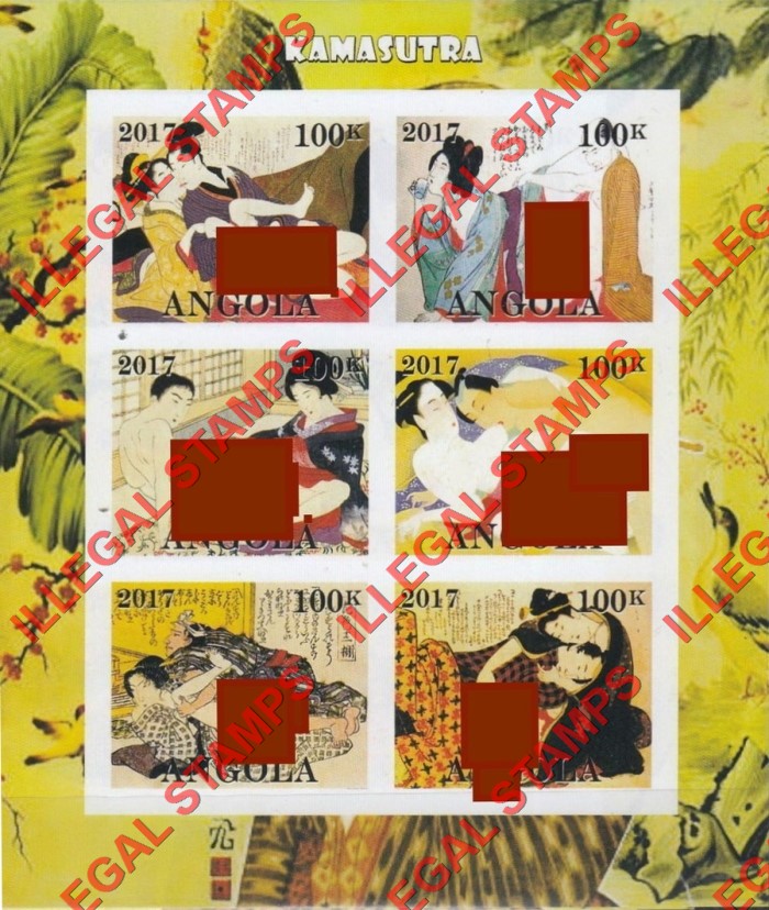 Angola 2017 Kamasutra Illegal Stamp Souvenir Sheet of 6 Angola 2017 Kamasutra Illegal Stamp Souvenir Sheet of 6