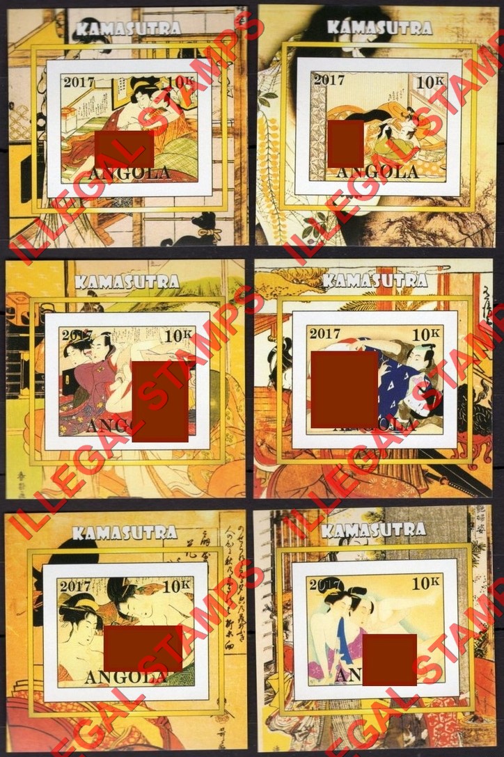 Angola 2017 Kamasutra Illegal Stamp Souvenir Sheets of 1 Angola 2017 Kamasutra Illegal Stamp Souvenir Sheets of 1