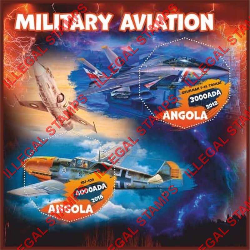 Angola 2018 Military Aviation Illegal Stamp Souvenir Sheet of 2 Angola 2018 Military Aviation Illegal Stamp Souvenir Sheet of 2