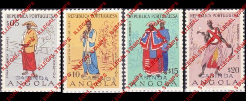 Cabinda 2000 Angola 1957 Traditional Costumes Stamps with Illegal Overprint Cabinda 2000 Angola 1957 Traditional Costumes Stamps with Illegal Overprint