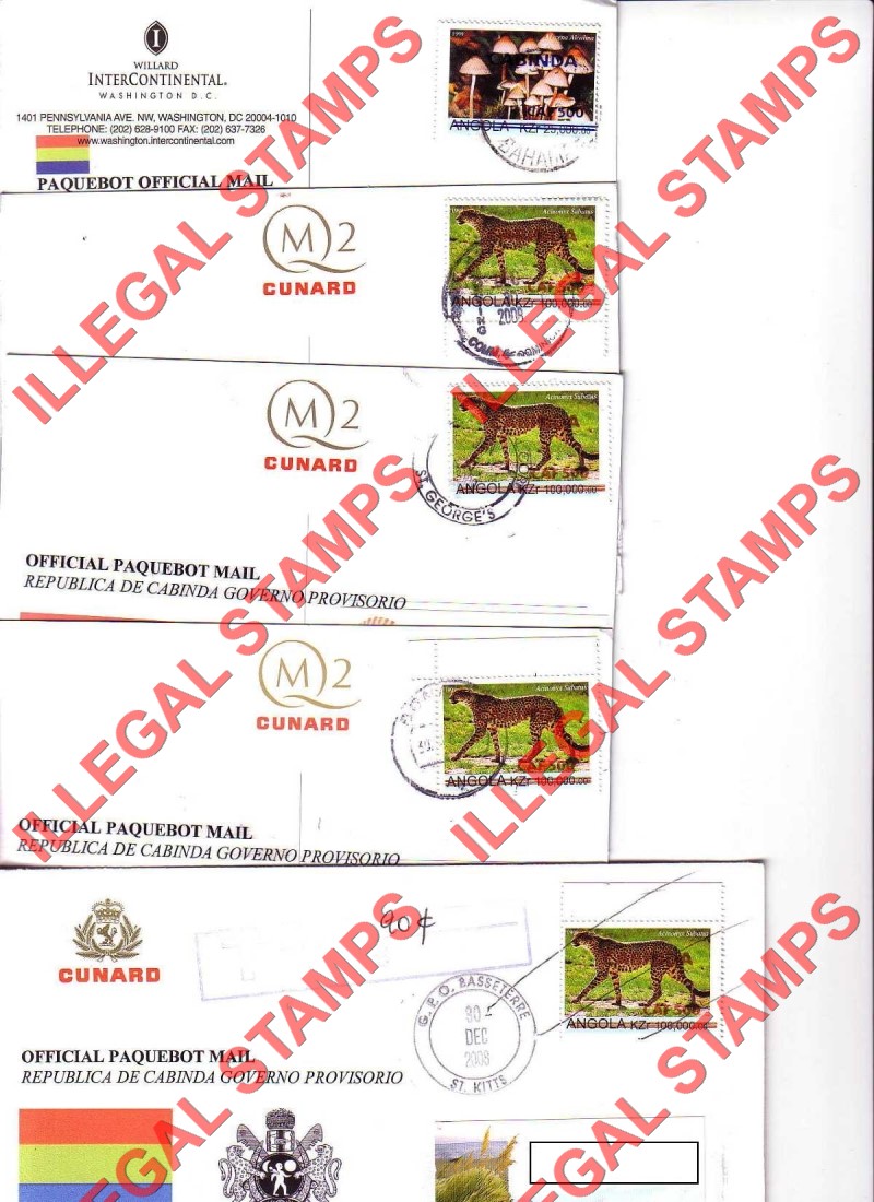 Cabinda 2006 Angola 1999 Flora and Fauna Counterfeit Illegal Stamps Overprinted on Fake Covers Cabinda 2006 Angola 1999 Flora and Fauna Counterfeit Illegal Stamps Overprinted on Fake Covers