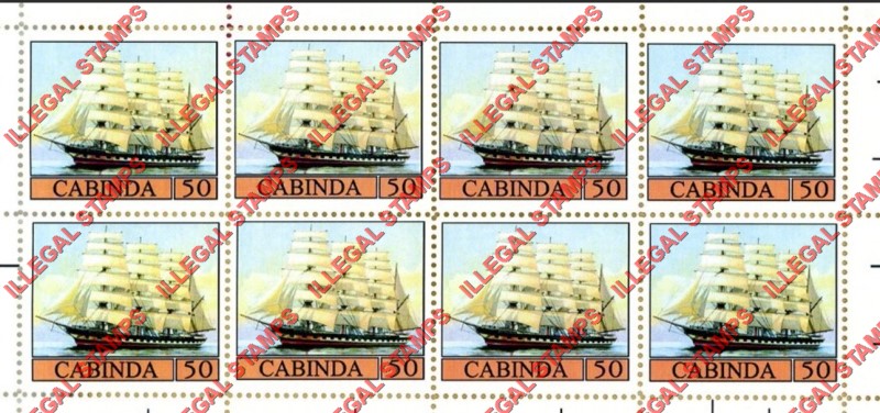 Cabinda 2010 Sailing Ships Barque 4 Masted Counterfeit Illegal Stamp Souvenir Sheet of 8 Cabinda 2010 Sailing Ships Barque 4 Masted Counterfeit Illegal Stamp Souvenir Sheet of 8