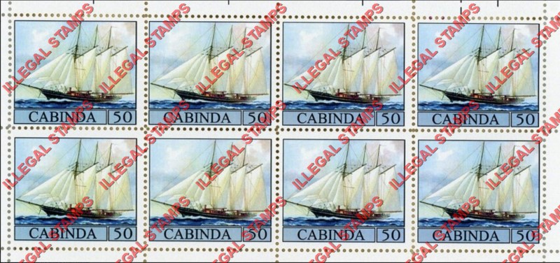 Cabinda 2010 Sailing Ships Schooner 3 Masted Counterfeit Illegal Stamp Souvenir Sheet of 8 Cabinda 2010 Sailing Ships Schooner 3 Masted Counterfeit Illegal Stamp Souvenir Sheet of 8
