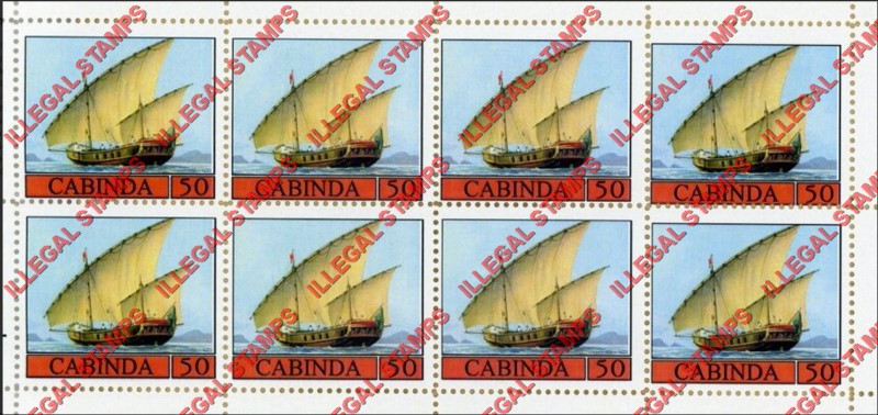 Cabinda 2010 Sailing Ships Dhow Boat Counterfeit Illegal Stamp Souvenir Sheet of 8 Cabinda 2010 Sailing Ships Dhow Boat Counterfeit Illegal Stamp Souvenir Sheet of 8