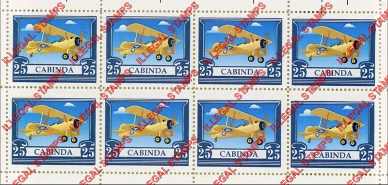 Cabinda 2011 Aviation Bristol Bulldog Biplane (BLUE) Counterfeit Illegal Stamp Souvenir Sheet of 8 Cabinda 2011 Aviation Bristol Bulldog Biplane (BLUE) Counterfeit Illegal Stamp Souvenir Sheet of 8