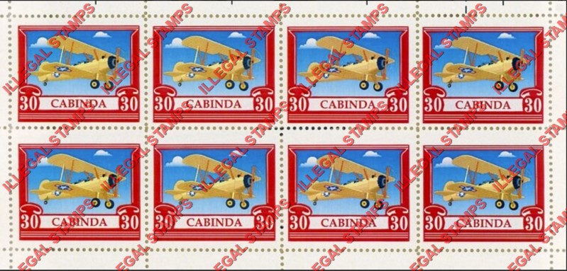 Cabinda 2011 Aviation Bristol Bulldog Biplane (RED) Counterfeit Illegal Stamp Souvenir Sheet of 8 Cabinda 2011 Aviation Bristol Bulldog Biplane (RED) Counterfeit Illegal Stamp Souvenir Sheet of 8