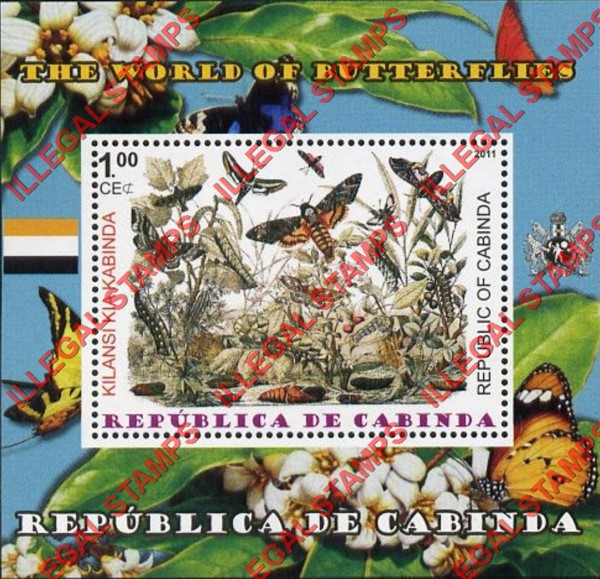 Cabinda 2011 Butterflies Counterfeit Illegal Stamp Souvenir Sheet of 1 (Sheet 1) Cabinda 2011 Butterflies Counterfeit Illegal Stamp Souvenir Sheet of 1 (Sheet 1)