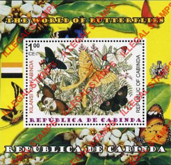Cabinda 2011 Butterflies Counterfeit Illegal Stamp Souvenir Sheet of 1 (Sheet 7) Cabinda 2011 Butterflies Counterfeit Illegal Stamp Souvenir Sheet of 1 (Sheet 7)