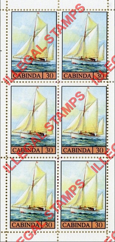 Cabinda 2011 Sailing Ships Ywal Counterfeit Illegal Stamp Souvenir Sheet of 6 Cabinda 2011 Sailing Ships Ywal Counterfeit Illegal Stamp Souvenir Sheet of 6