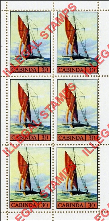 Cabinda 2011 Sailing Ships Bawley Counterfeit Illegal Stamp Souvenir Sheet of 6 Cabinda 2011 Sailing Ships Bawley Counterfeit Illegal Stamp Souvenir Sheet of 6