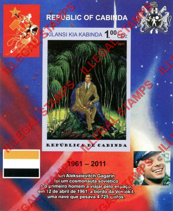 Cabinda 2011 Space Yuri Gagarin Paintings Counterfeit Illegal Stamp Souvenir Sheet of 1 (Sheet 1) Cabinda 2011 Space Yuri Gagarin Paintings Counterfeit Illegal Stamp Souvenir Sheet of 1 (Sheet 1)