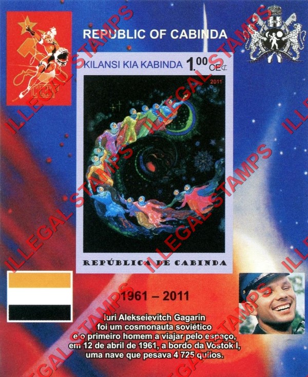 Cabinda 2011 Space Yuri Gagarin Paintings Counterfeit Illegal Stamp Souvenir Sheet of 1 (Sheet 9) Cabinda 2011 Space Yuri Gagarin Paintings Counterfeit Illegal Stamp Souvenir Sheet of 1 (Sheet 9)