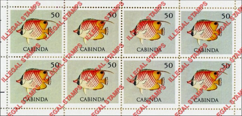 Cabinda 2011 Tropical Fish Threadfin Butterfly Fish Counterfeit Illegal Stamp Souvenir Sheet of 8 Cabinda 2011 Tropical Fish Threadfin Butterfly Fish Counterfeit Illegal Stamp Souvenir Sheet of 8